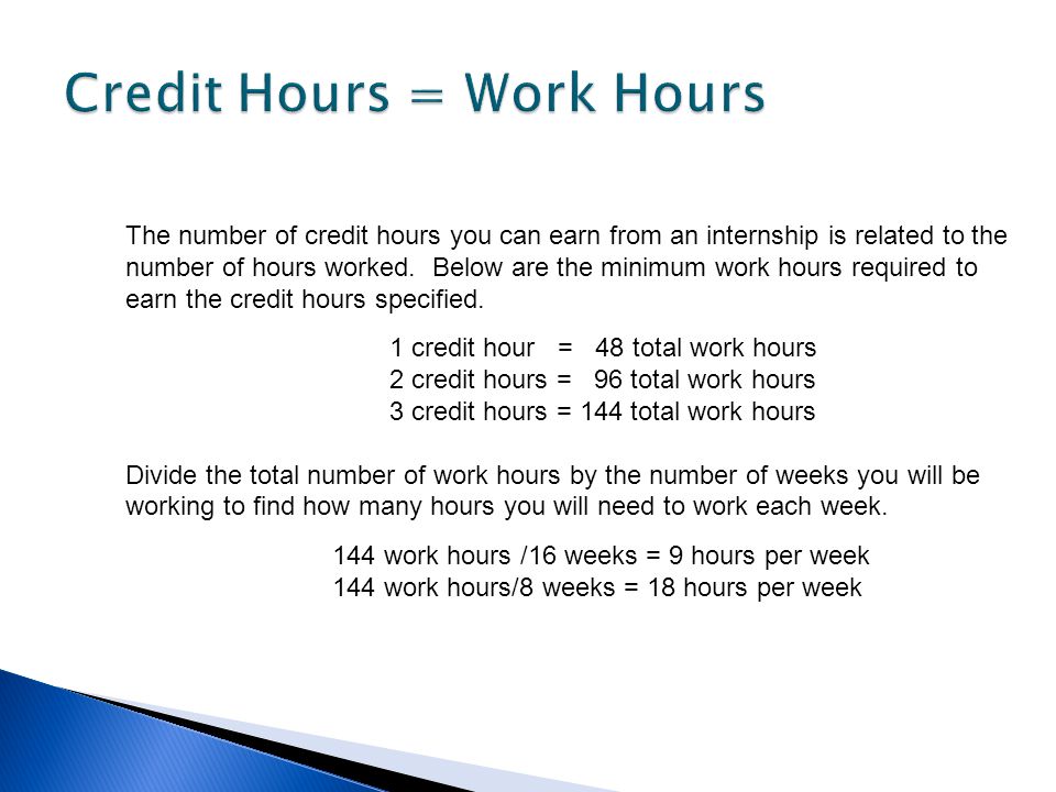 Credit Hours = Work Hours