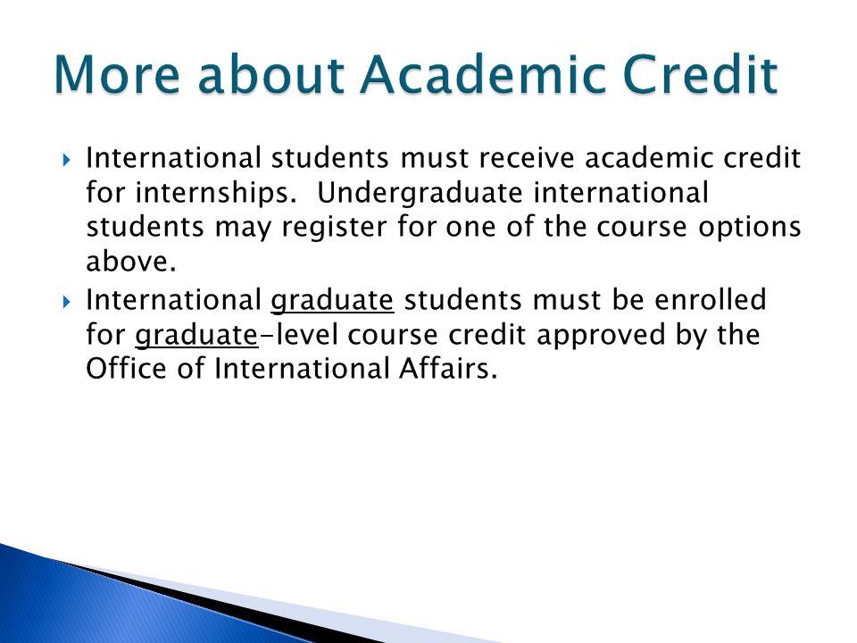 More about Academic Credit