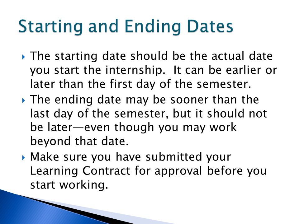 Starting and Ending Dates