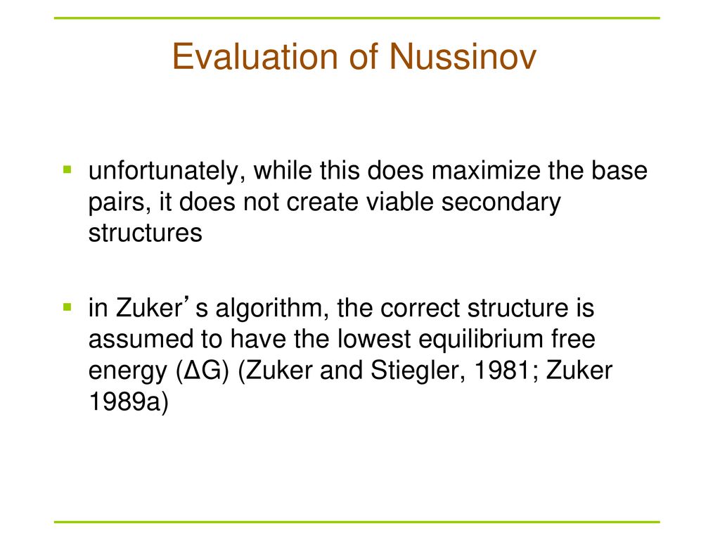 Evaluation of Nussinov