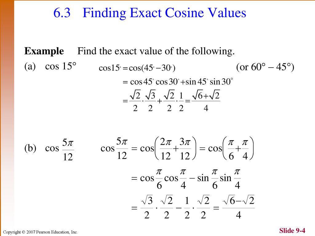 6.3 Finding Exact Cosine Values