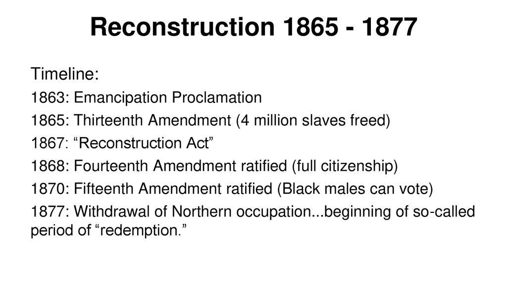 reconstruction era timeline events