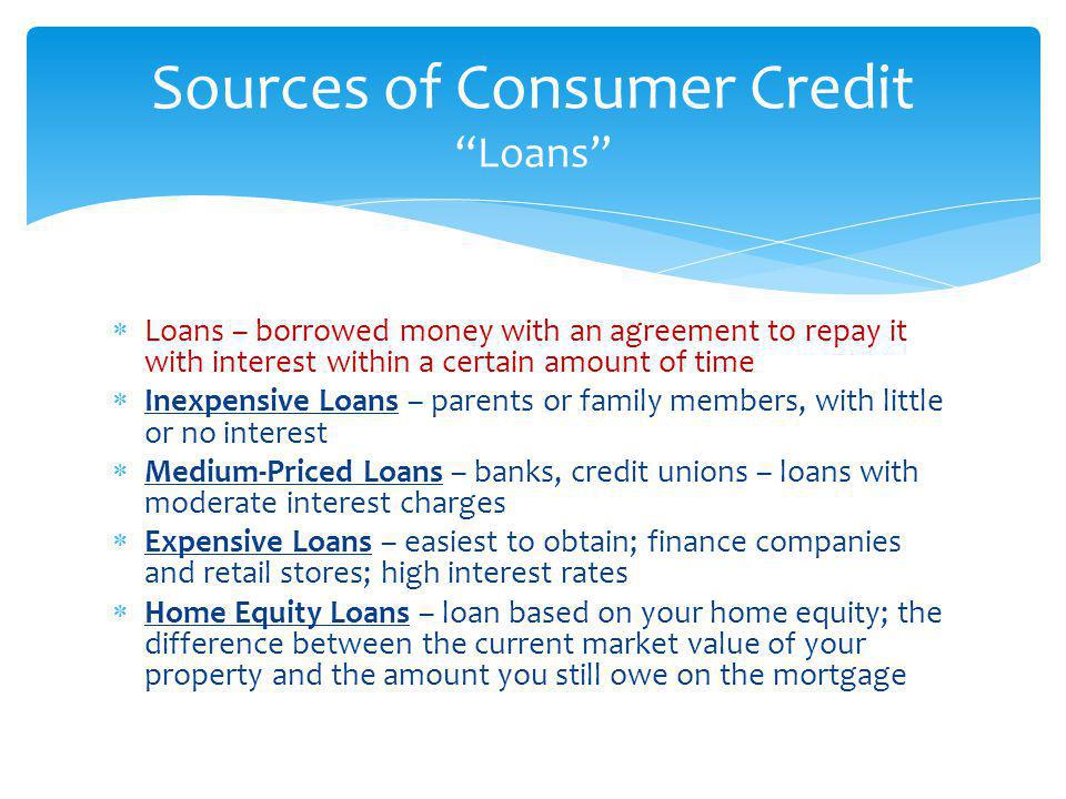 Sources of Consumer Credit Loans