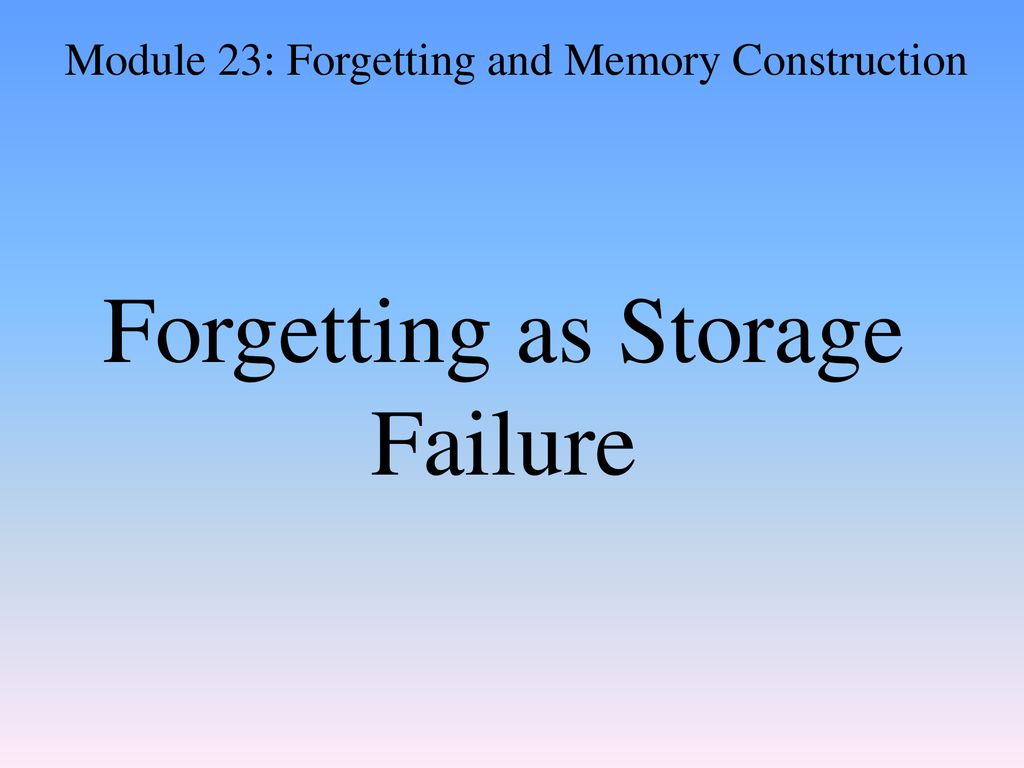 Forgetting as Storage Failure
