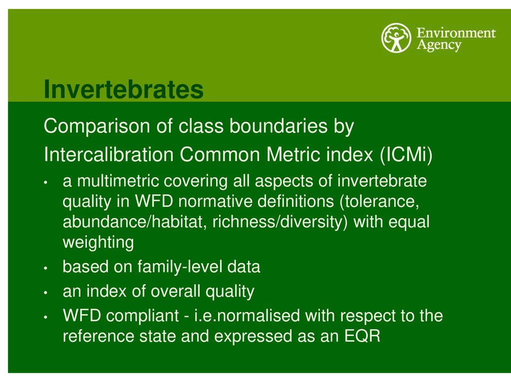 Invertebrates Comparison of class boundaries by