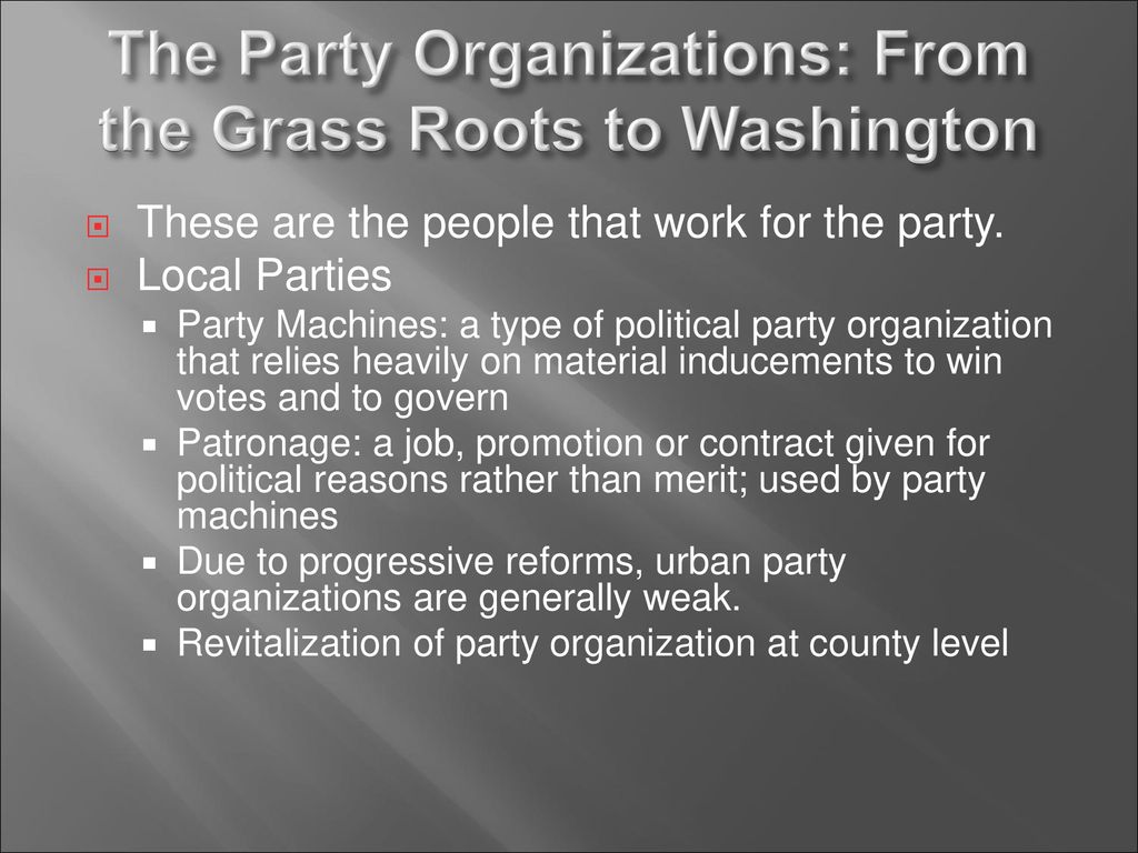 The Party Organizations: From the Grass Roots to Washington