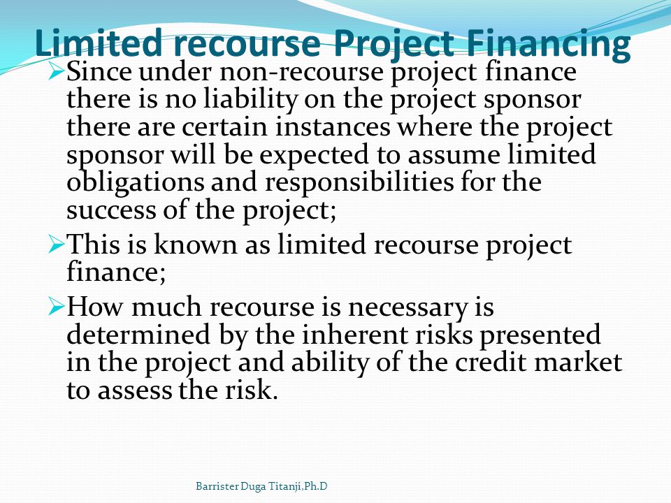 Limited recourse Project Financing