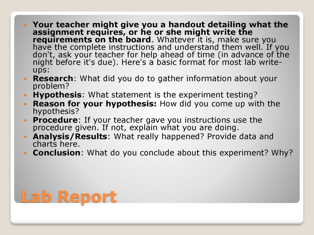 How to Write a good Lab Report - ppt download