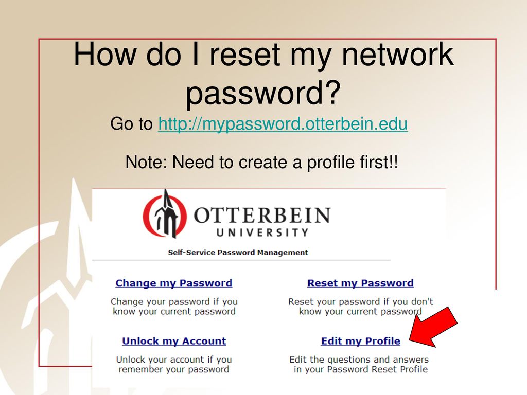 How do I reset my network password