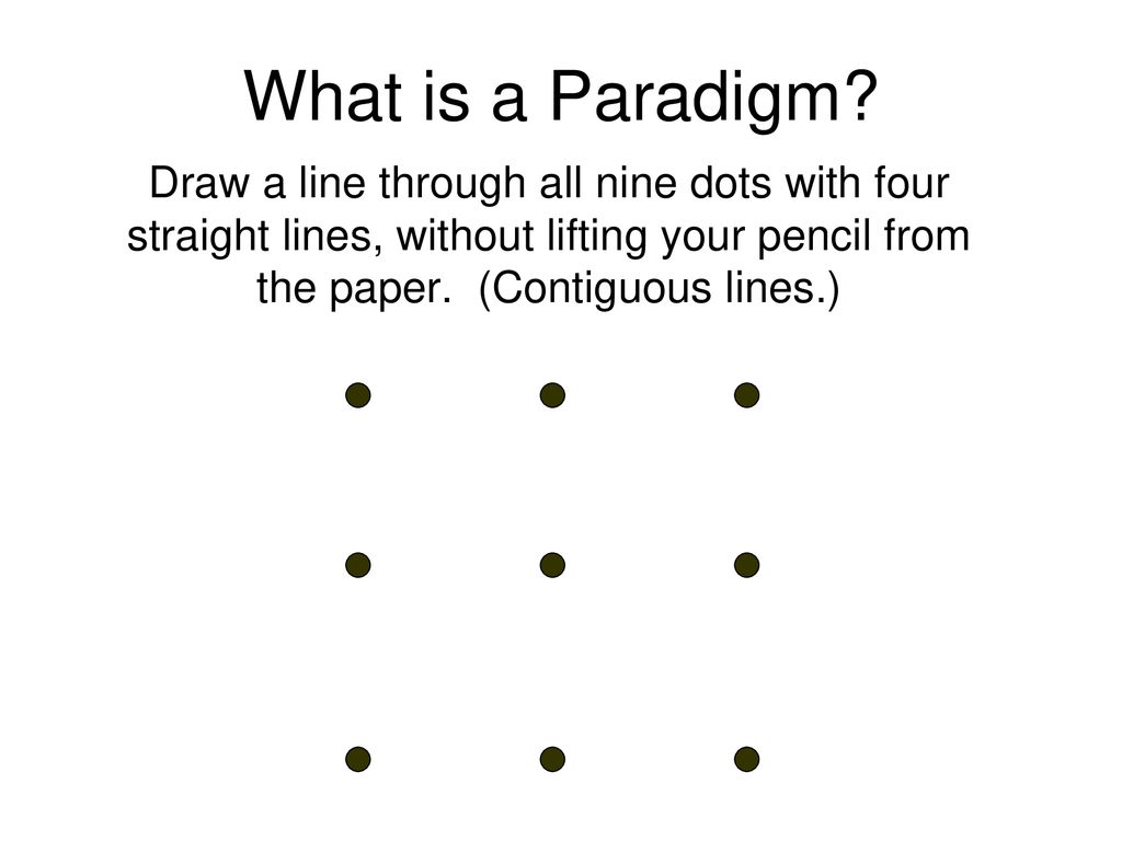 What is a Paradigm? Draw a line through all nine dots with four ...