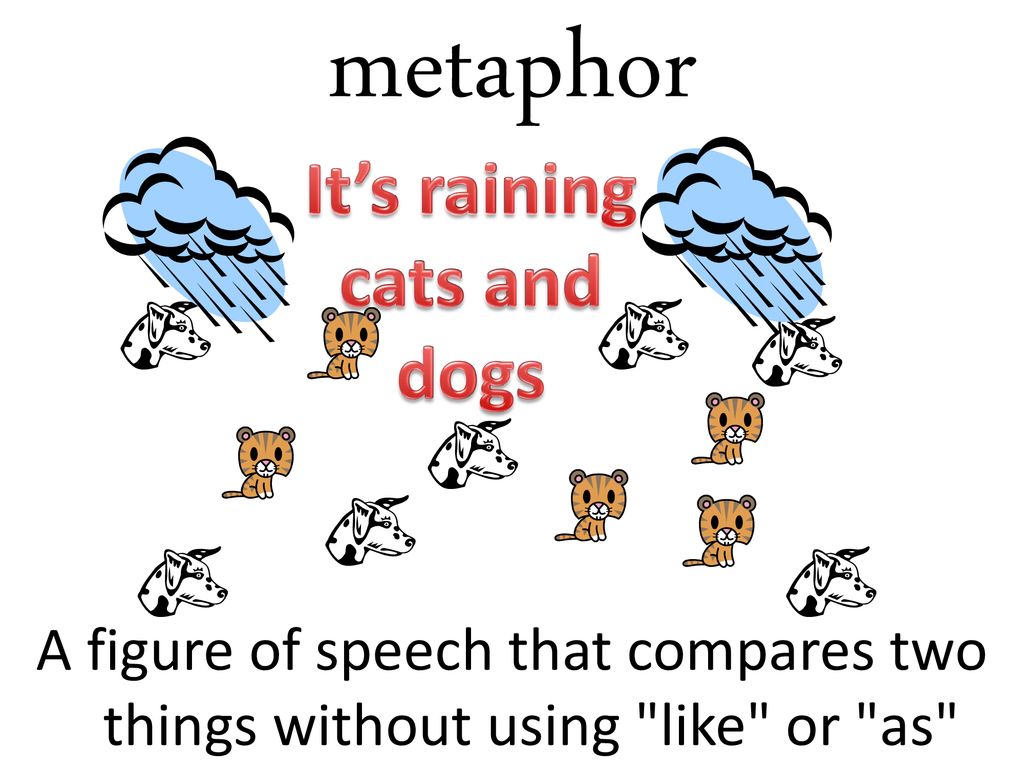is raining cats and dogs a metaphor
