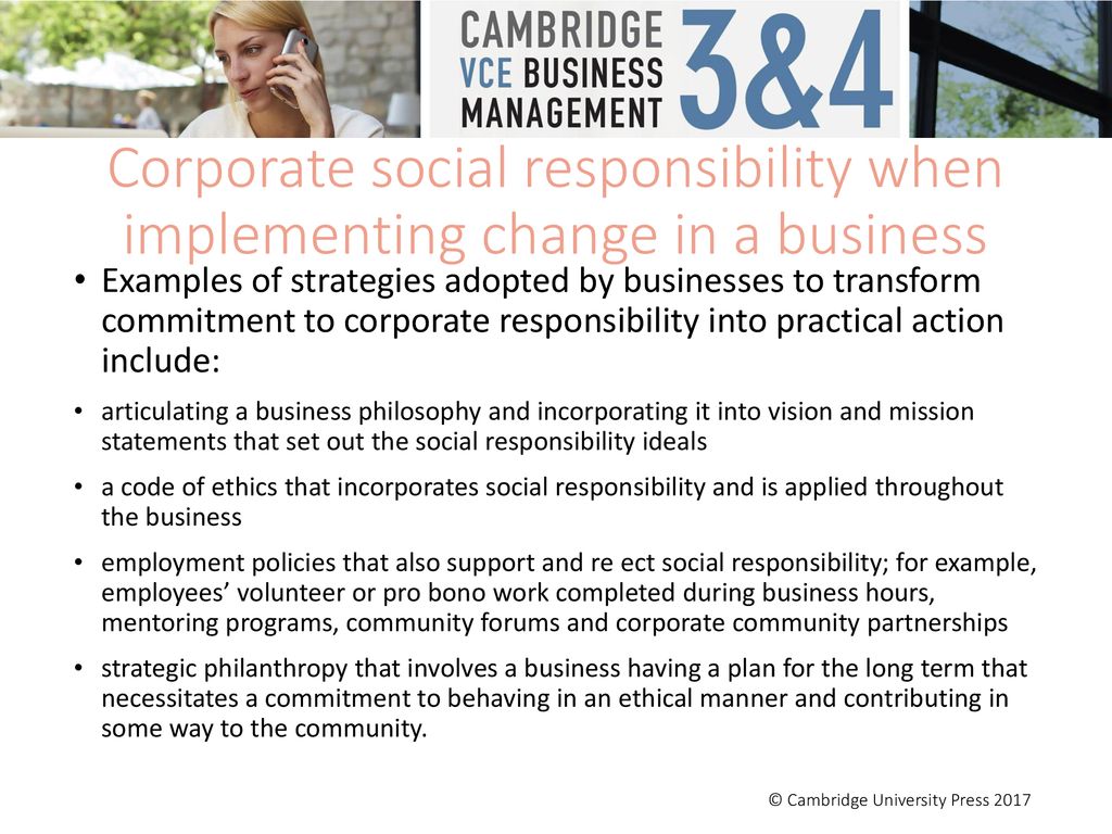 Corporate social responsibility when implementing change in a business