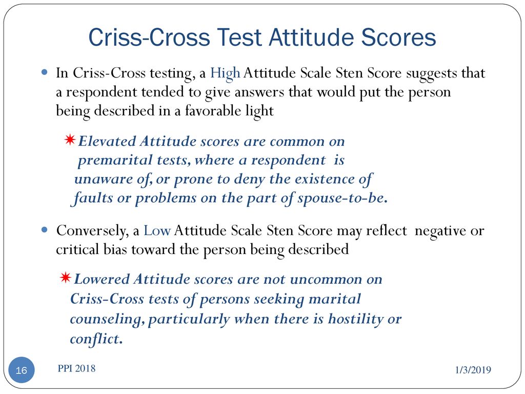 Criss-Cross Test Attitude Scores