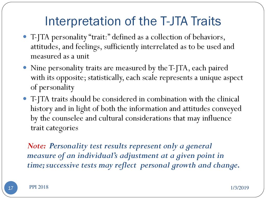 Interpretation of the T-JTA Traits