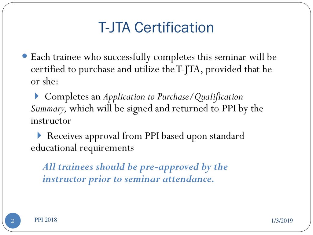 T-JTA Certification