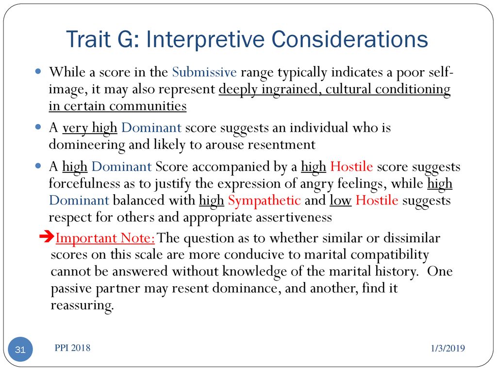 Trait G: Interpretive Considerations