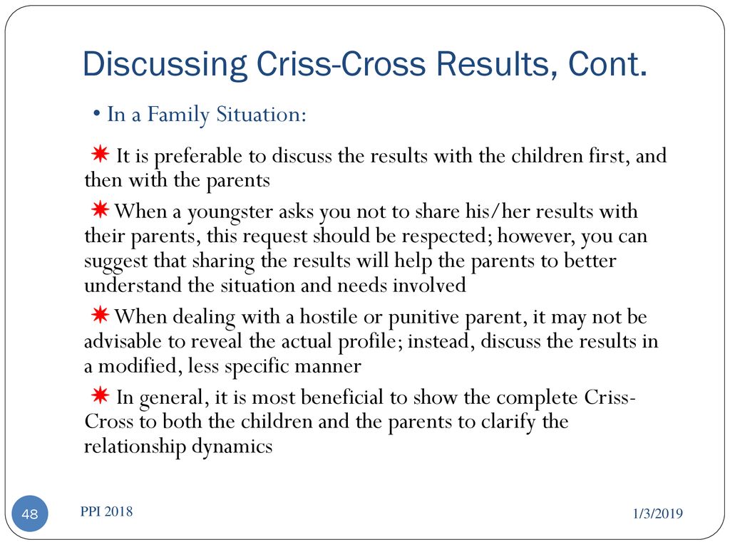 Discussing Criss-Cross Results, Cont.