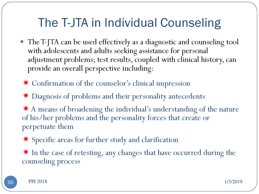 The T-JTA in Individual Counseling