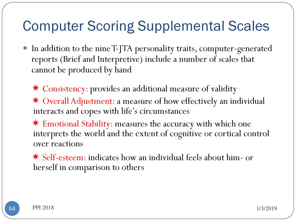 Computer Scoring Supplemental Scales