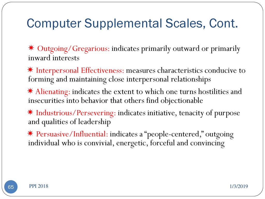 Computer Supplemental Scales, Cont.