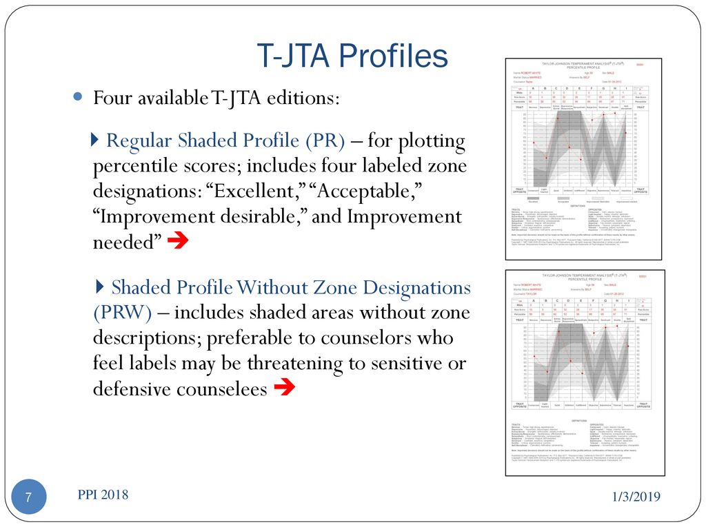T-JTA Profiles Four available T-JTA editions: