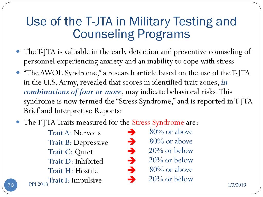 Use of the T-JTA in Military Testing and Counseling Programs