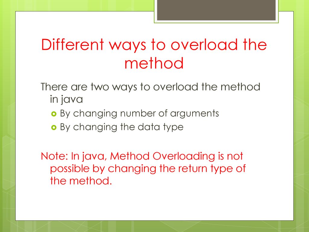 Presentation on overloading
