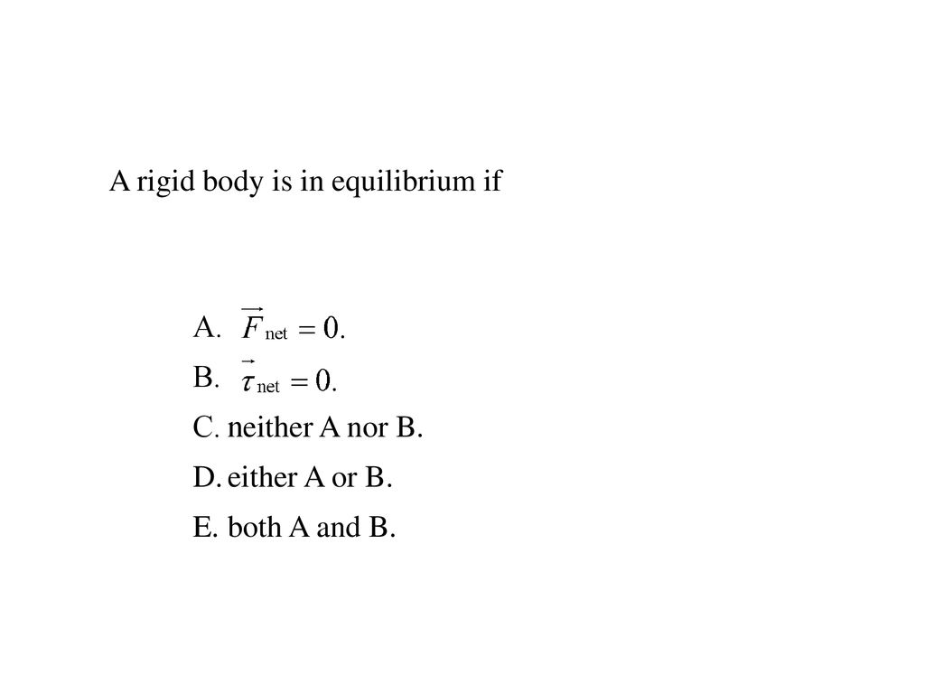A rigid body is in equilibrium if
