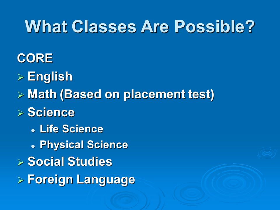 What Classes Are Possible