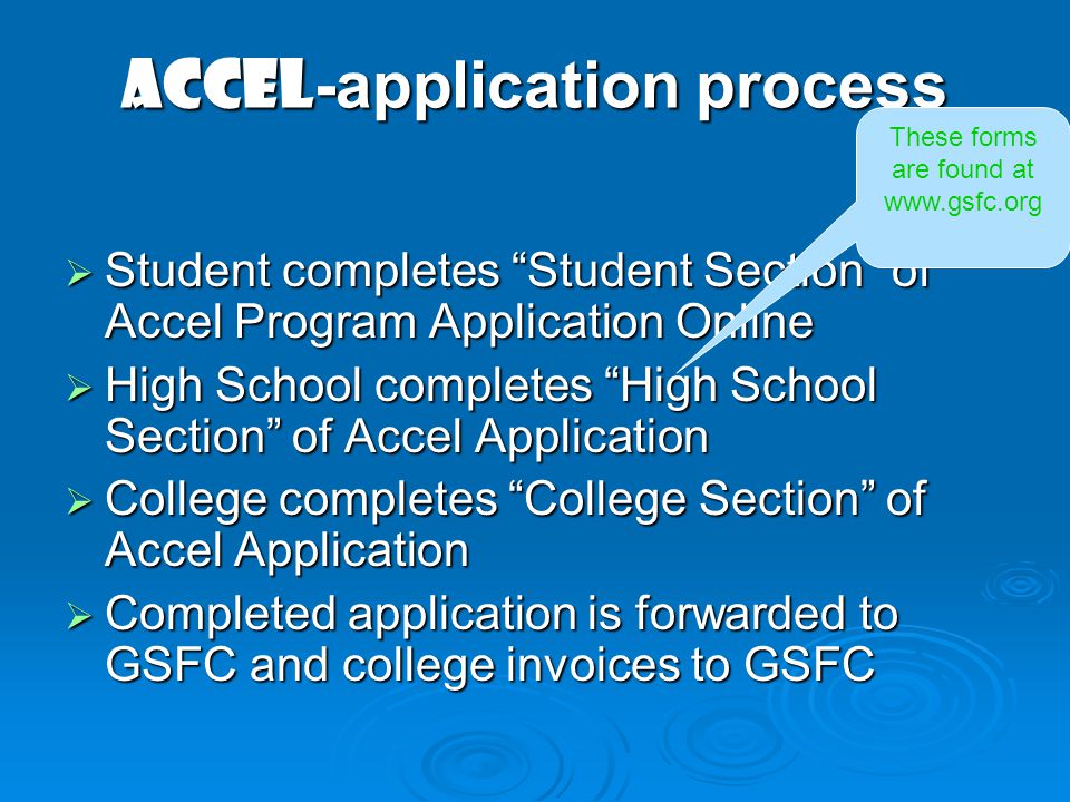 ACCEL-application process