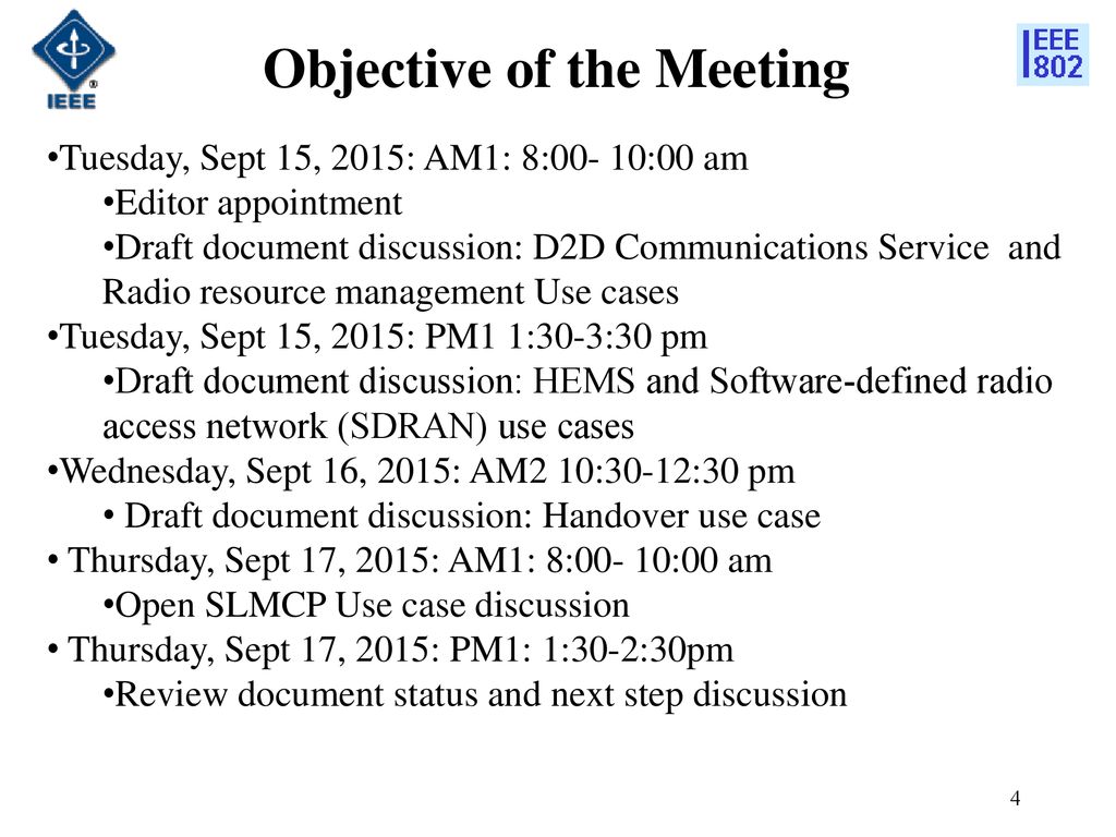 Objective of the Meeting
