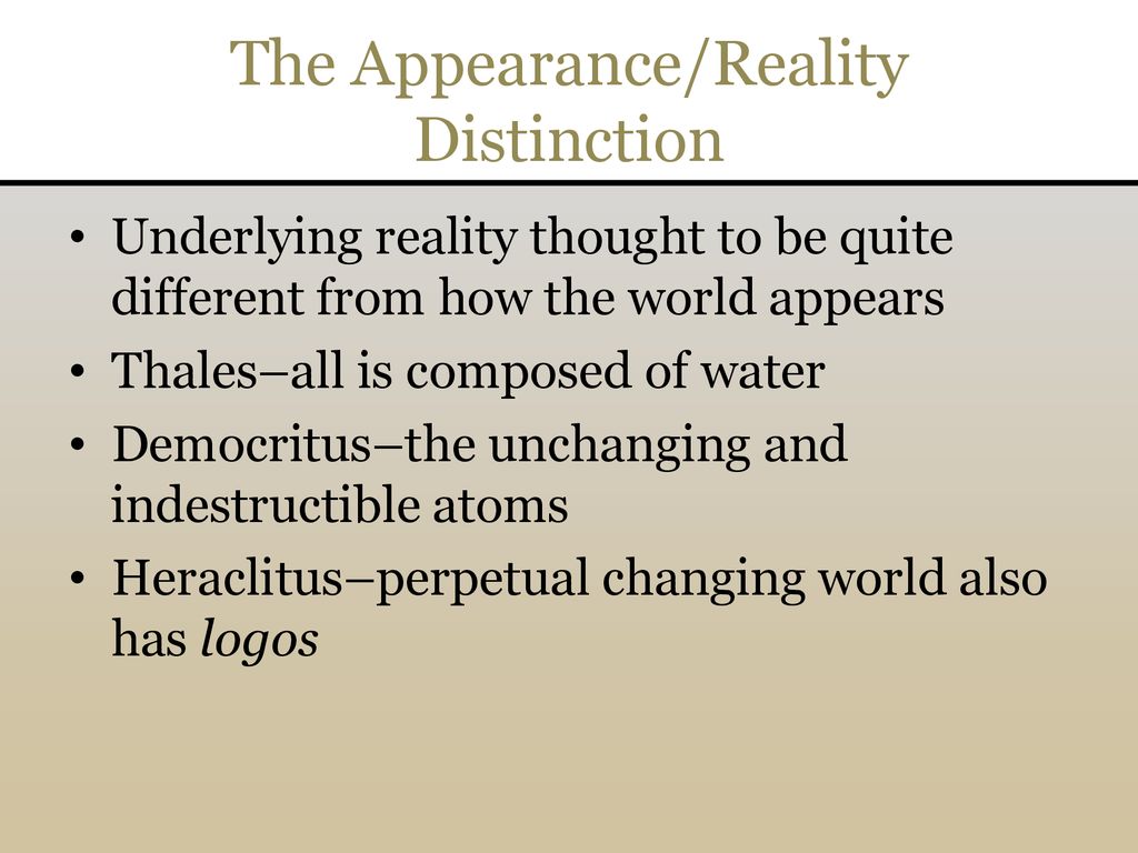 Thales of miletus on appearance and reality