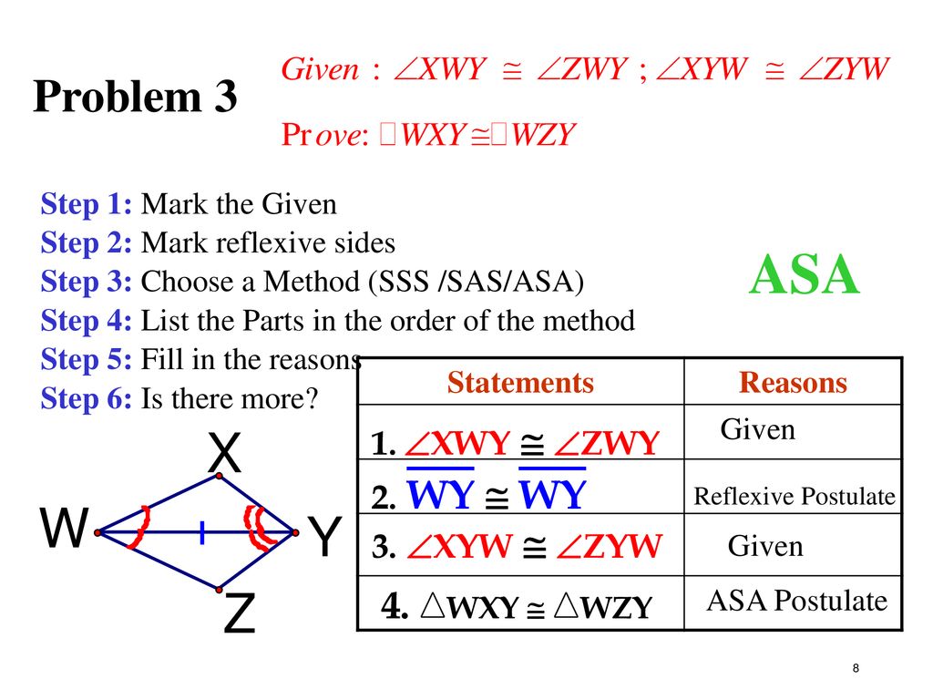 ASA X W Y Z Problem 3 Step 1: Mark the Given