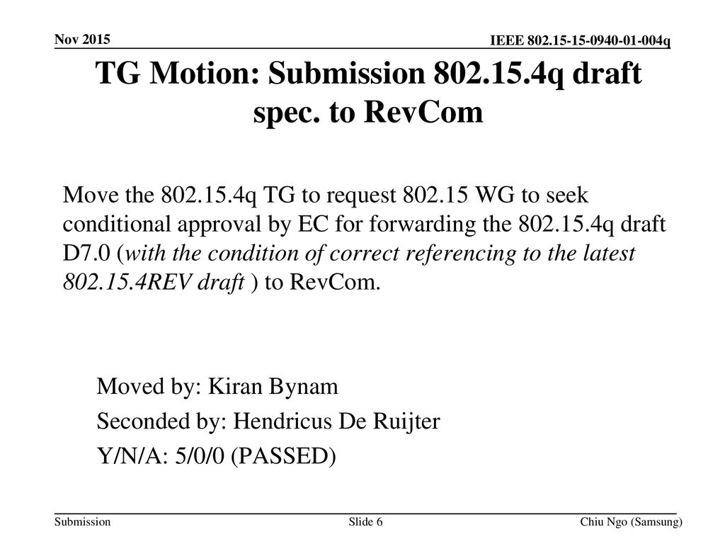 TG Motion: Submission q draft spec. to RevCom