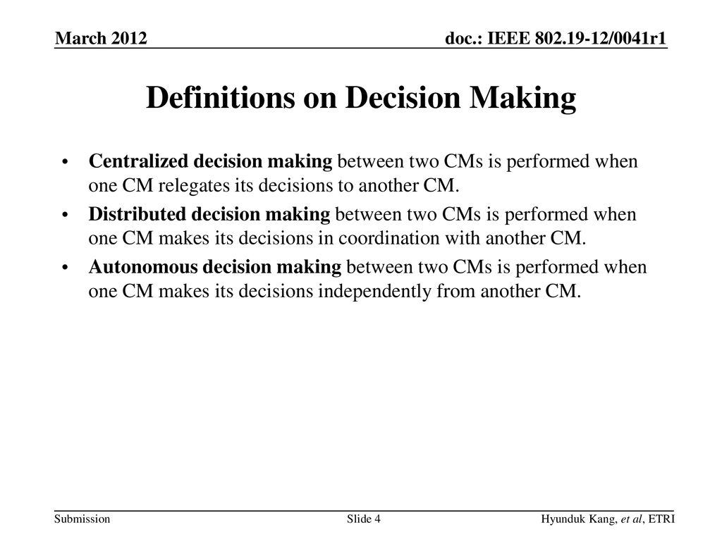 Definitions on Decision Making