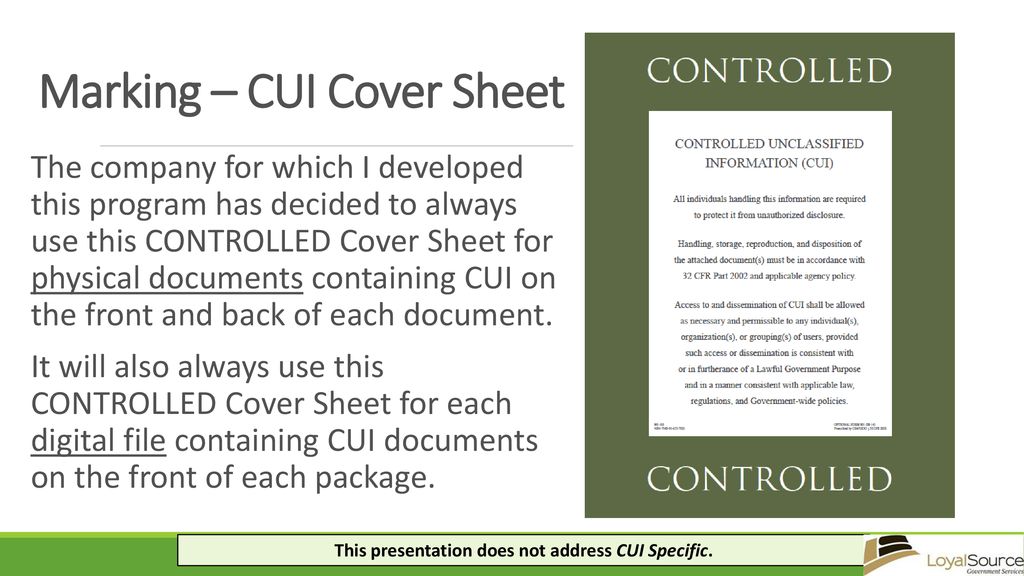 Marking protecting controlled unclassified information cui ppt