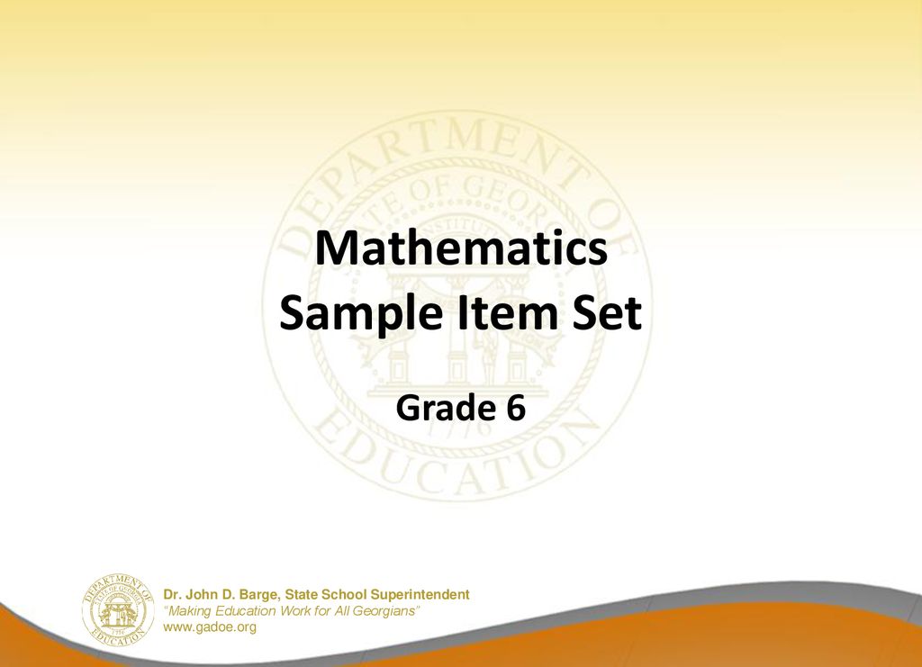 Mathematics Sample Item Set