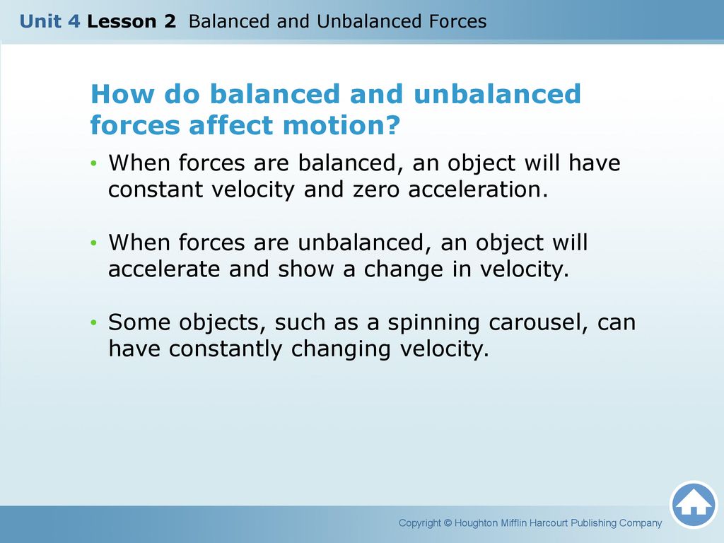 Unit 4 lesson 2 balanced and unbalanced forces ppt download