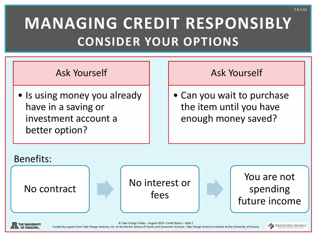 Managing Credit Responsibly Consider Your Options