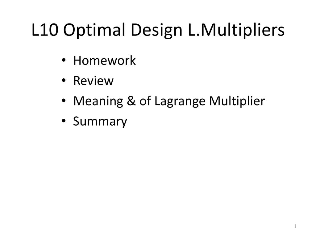 L10 Optimal Design L.Multipliers ppt download