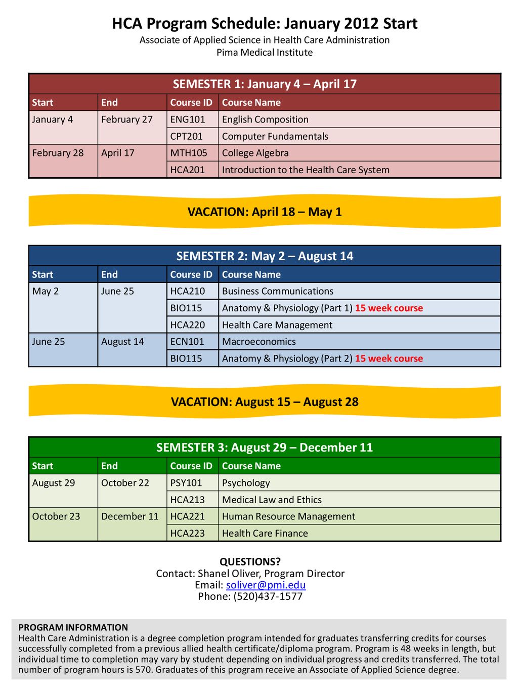 HCA Program Schedule January 2012 Start ppt download HCA Program Schedule January 2012 Start ppt download