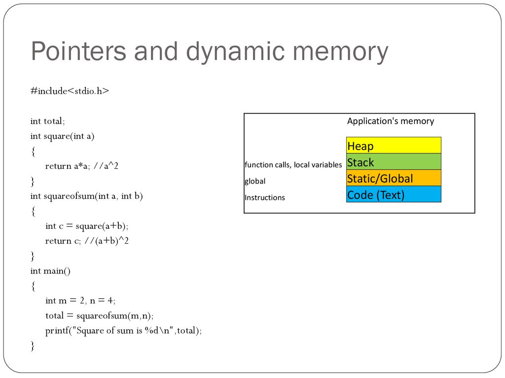 Pointers and dynamic memory