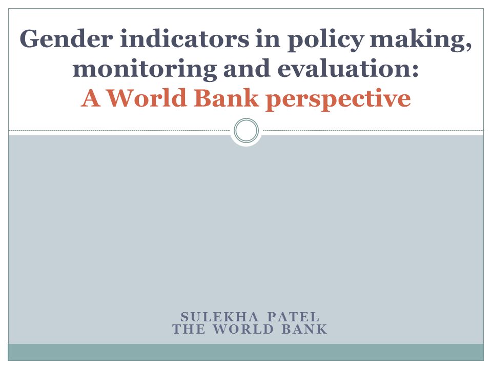Sulekha Patel The World Bank