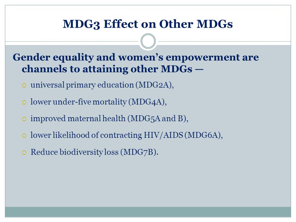 MDG3 Effect on Other MDGs