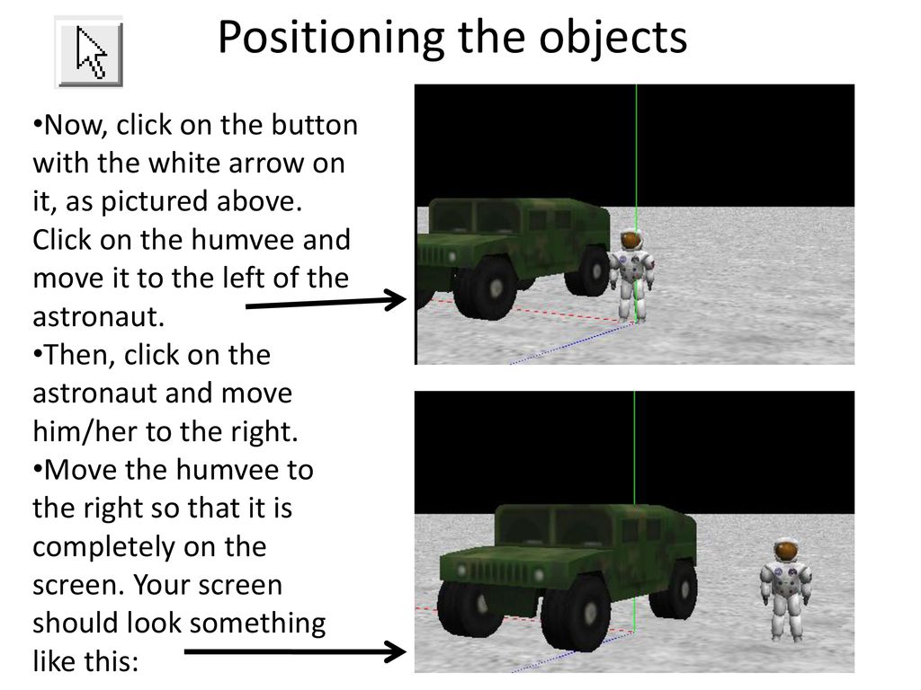 Positioning the objects