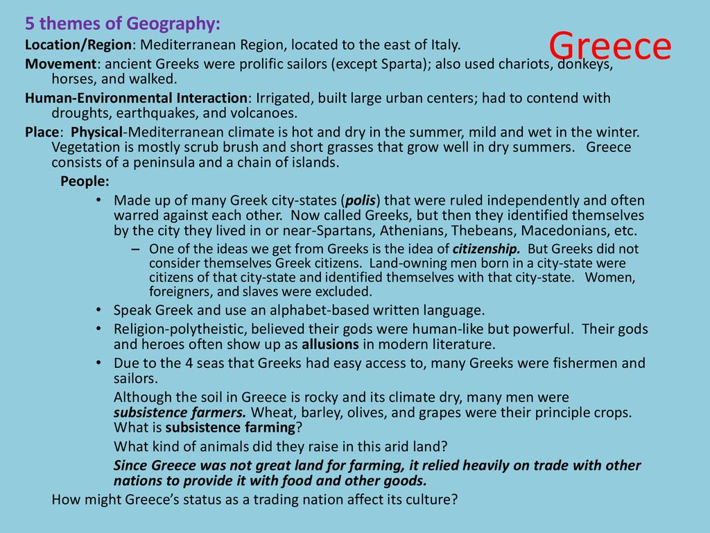 Greece 5 themes of Geography: