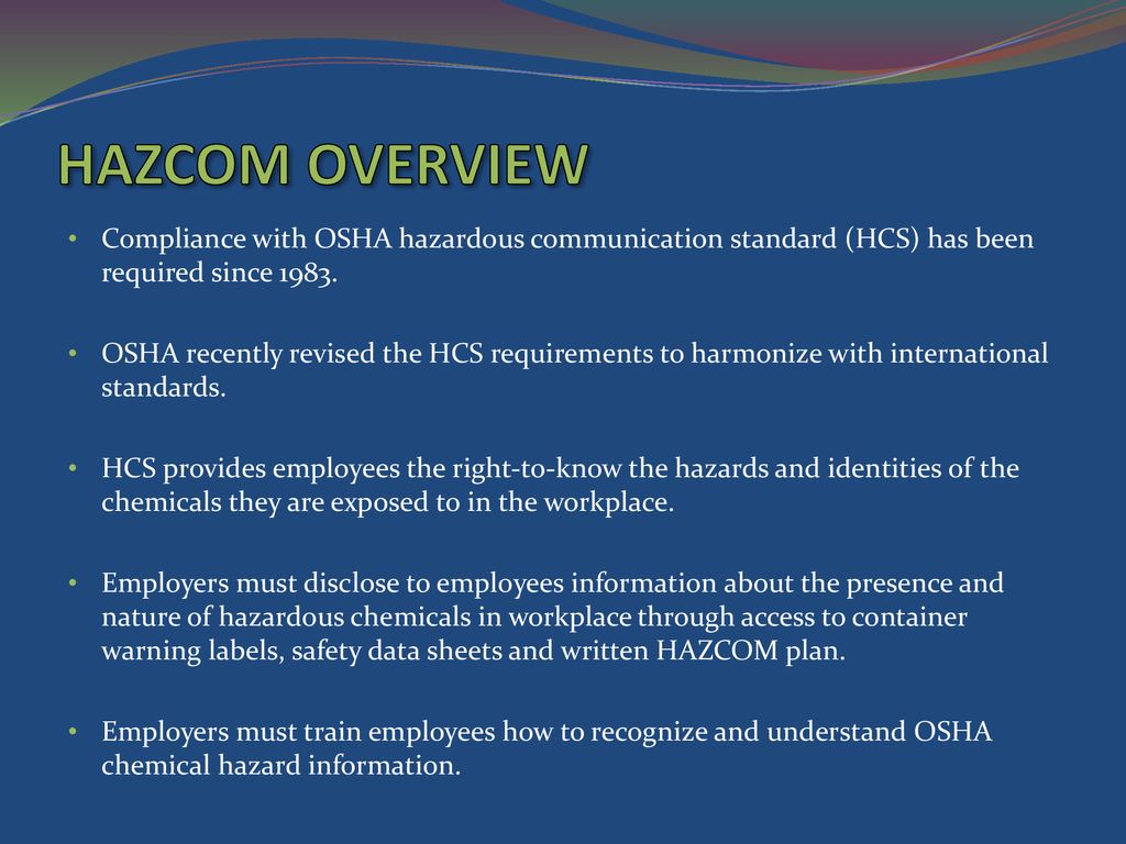 Pmaa osha revised hazard communication standard 29 cfr ppt download
