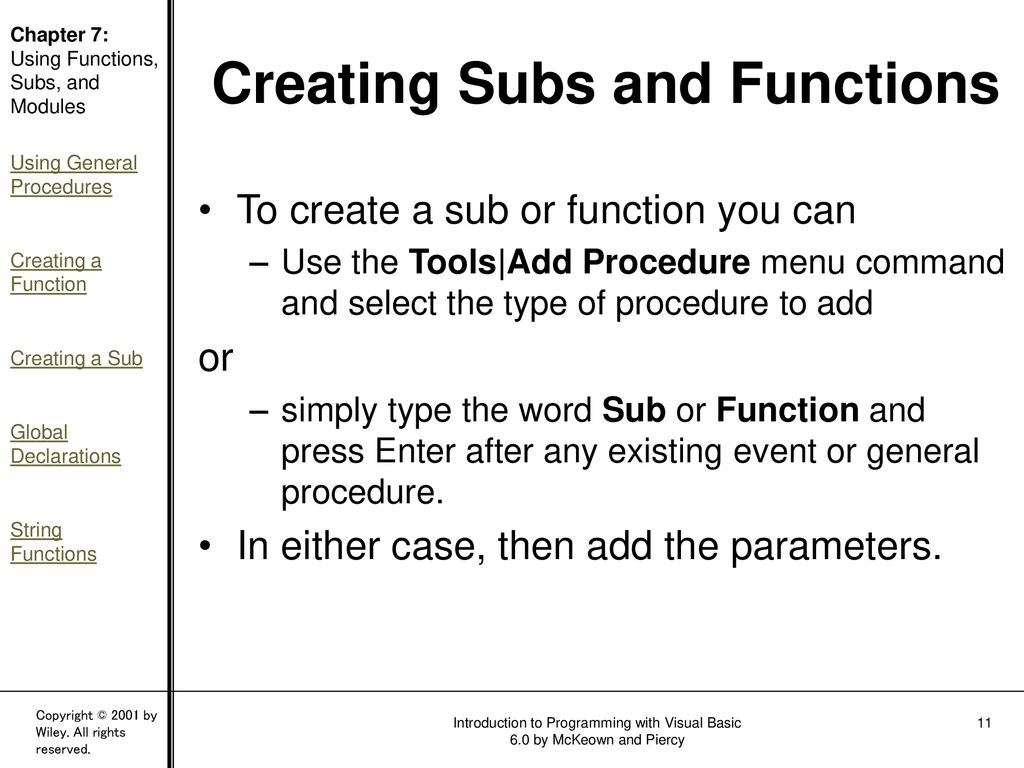 Chapter 7: Using Functions, Subs, and Modules - ppt download