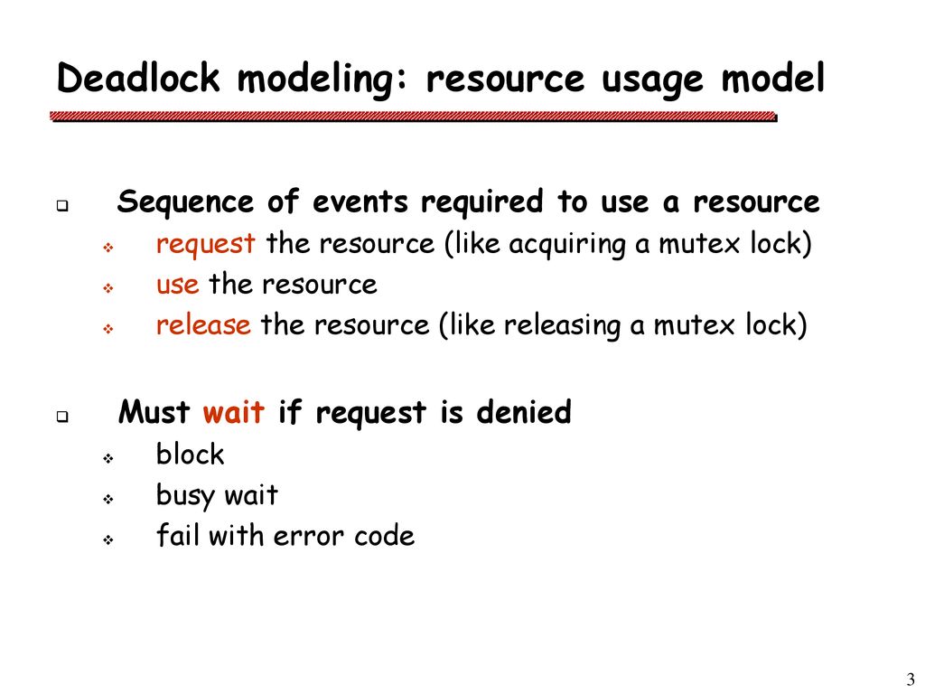 Deadlock modeling: resource usage model