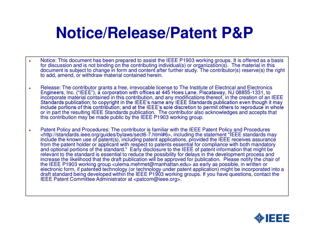 Notice/Release/Patent P&P